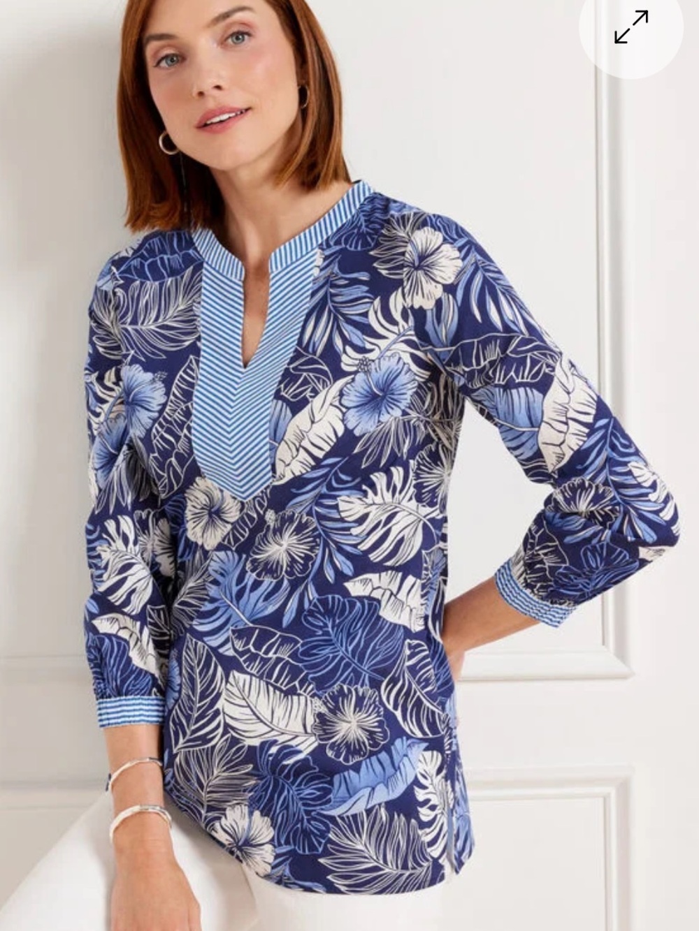 Talbots Hibiscus Palms Tunic Top
